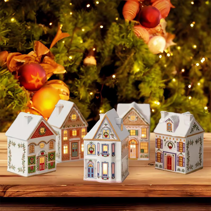 TPXCKz Mini Lebkuchenhaus Gewürzglas Set aus Keramik in Multicolor als festliche Weihnachtsdekoration - Bild 2