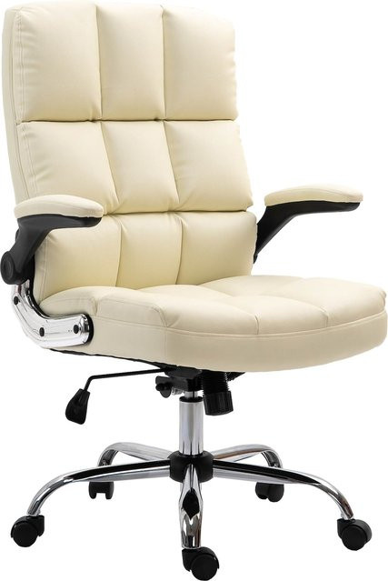 MCW Bürostuhl J21 Chefsessel aus Kunstleder in Beige, höhenverstellbar mit Kopfstütze und Armlehnen, B/T/H: 73 x 72 x 115 cm - Bild 1