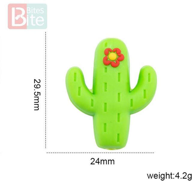 Binchi Outdoor Product 10 Stück Silikon Kakteen Perlen in Grün für DIY Baby Beißringe, Schnullerketten und Zahnungshalsketten, lebensmittelecht und BPA-frei - Bild 1