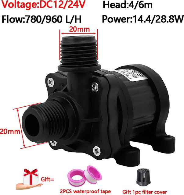 Bürstenlose Sanitär-Wasserkühlungs-Umwälzpumpe von xmshxltd, DC12/24 V, G1/2 Zoll, IP68 Tauchpumpe für Hydrokultur - Bild 1
