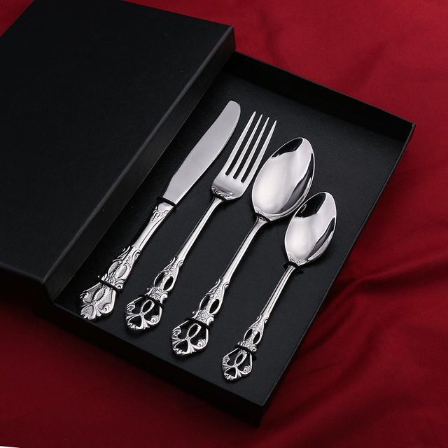 HomeHarmony V Royal Court 24-teiliges Edelstahl-Besteckset in Silber, poliert, inklusive Geschenkbox - Bild 1