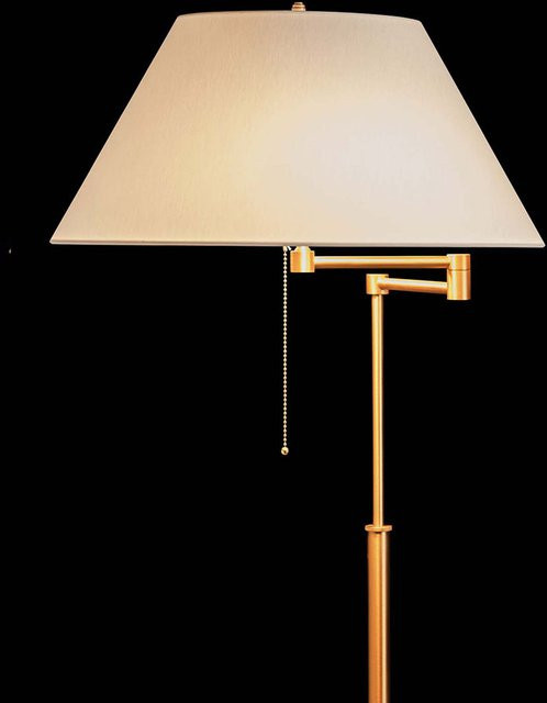 Holtkötter 2541 Stehleuchte aus Messing und Aluminium in Gold/Beige mit höhenverstellbarem LED-Leuchtmittel und E27-Fassung - Bild 1