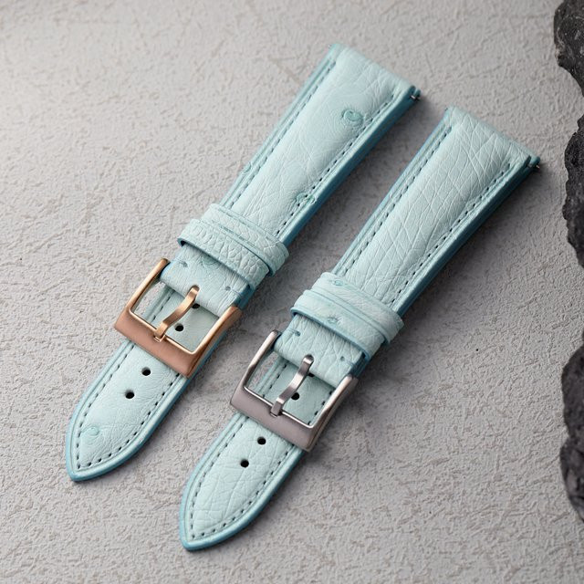 Raystray Uhrenarmband Straußenleder, gletscherblau, Unisex - Bild 1