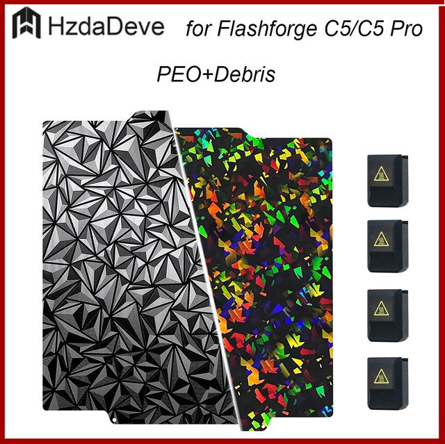 HzdaDeve Doppelseitige Glatte Bauplatte für Creator 5 und 5 Pro, PEI PEO Federstahl, Breite: 25,6 cm, Tiefe: 25,6 cm - Bild 1
