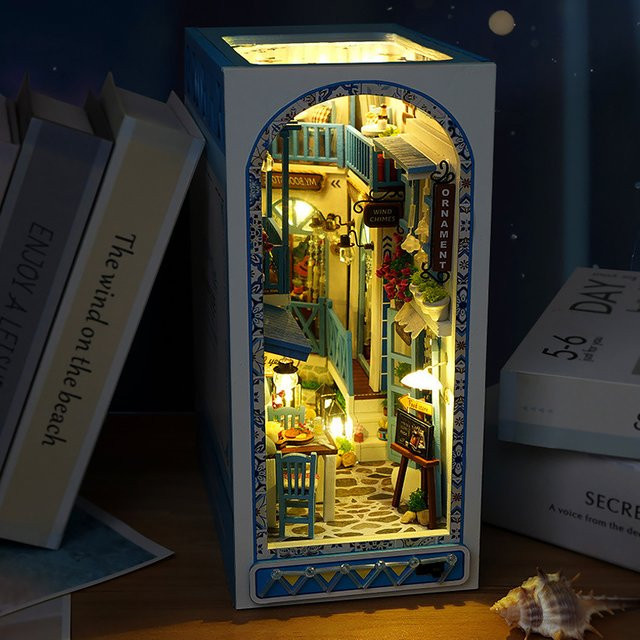 zuuton DIY Buch Nook Kit, 3D Puzzle, Holz, mit warmem Licht - Bild 1