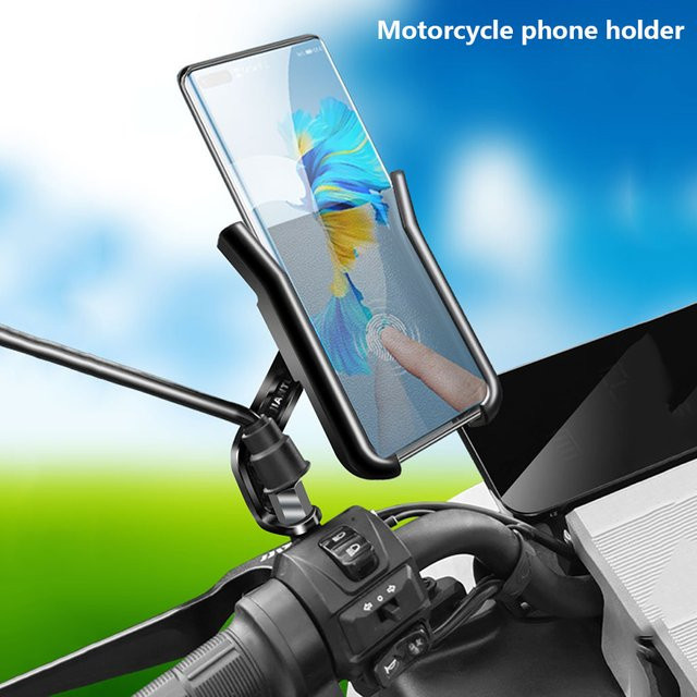 Quick Lock Smartphone Halterung für Motorrad und Fahrrad in Schwarz zur Montage am Lenker oder Rückspiegel mit Anti-Slip-Funktion - Bild 1