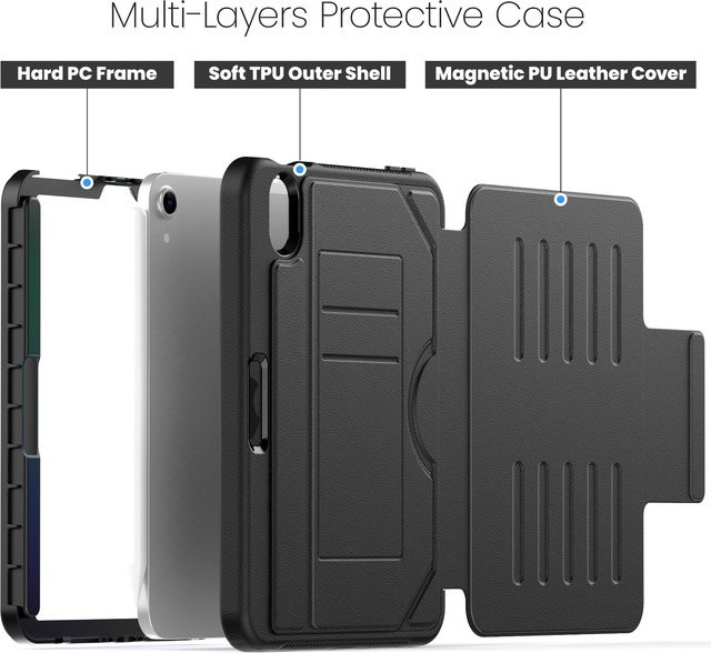 Smart Cover Tablet-Hülle für Apple iPad Mini A17 Pro 2024 8,3 Zoll A2996 in Schwarz und Rot - Bild 1