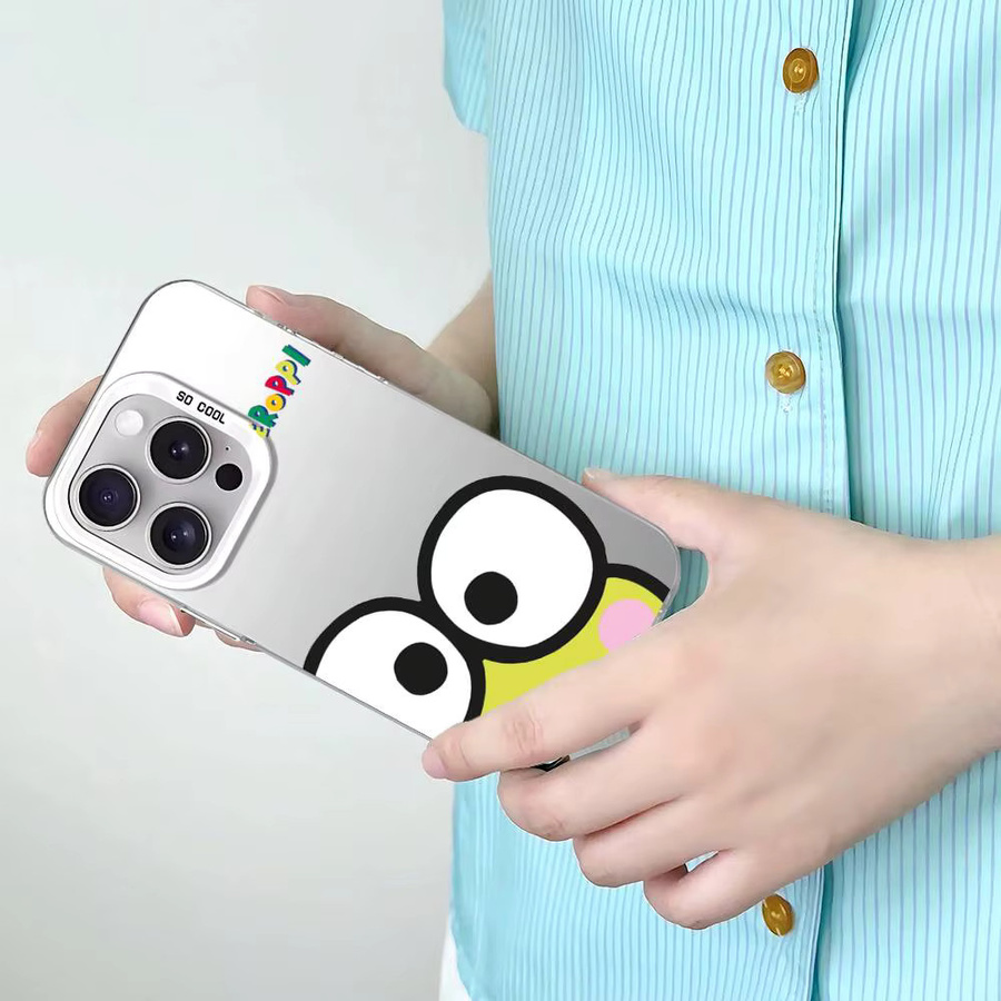 Mesuca K-Keroppi Handyhülle mit Cartoon-Frosch Design für iPhone 17 16 15 14 13 12 11 Pro Max Plus, Stoßfest, Silber und Mehrfarbig - Bild 2