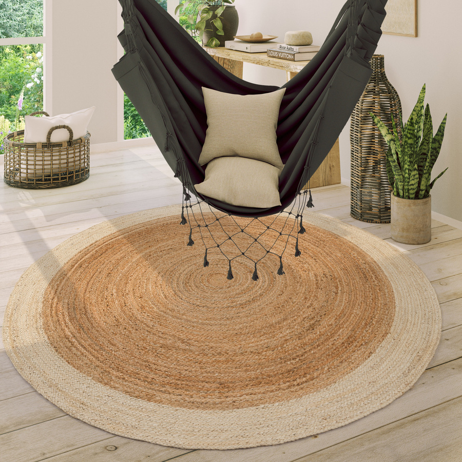 Runder Jute-Teppich Vibora in Beige und Schwarz, Durchmesser: 200 cm - Bild 2
