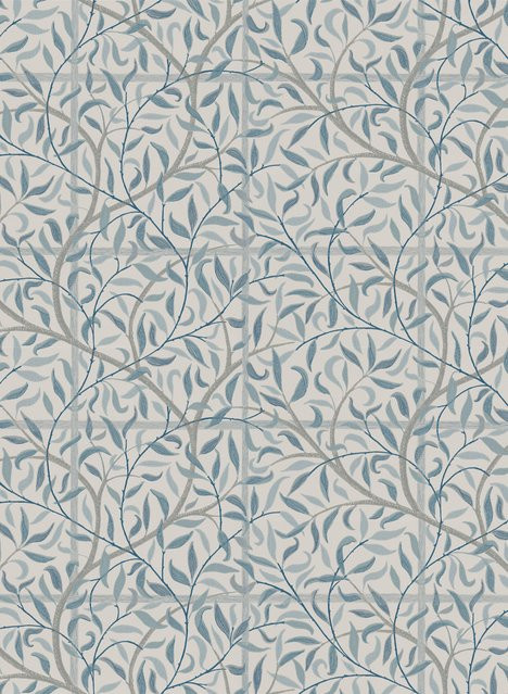 Sandberg Mural Emmie Tapete in Misty Blue mit Trellis-Muster im skandinavischen Stil aus Vlies - Bild 1