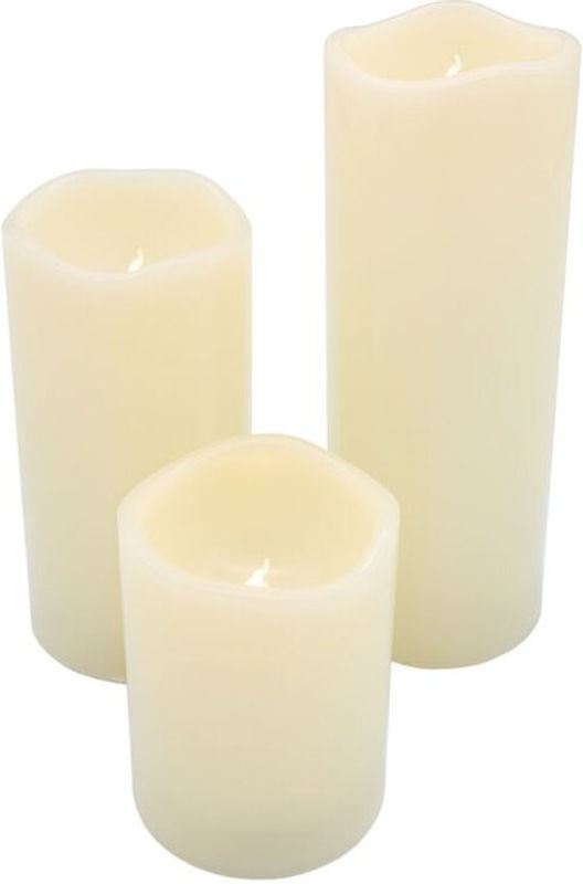 SPETEBO LED Outdoor Kerzen Set 3er Pack in Creme und Weiß mit Timer und Flackereffekt, rund, Kunststoff - Bild 1