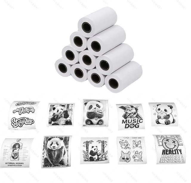 Papel Termica Thermobonpapier in Weiß für Mini 58 mm Bluetooth-Thermodrucker, B: 57 mm, H: 30 mm - Bild 1