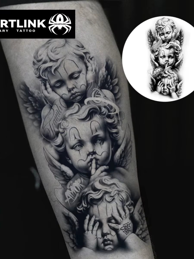 INKARTLINK Sanftes Kräuter-Engel-Tattoo, Semipermanente Körperkunst - Bild 5