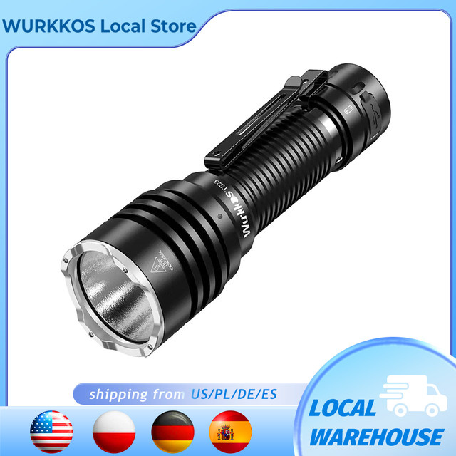 Wurkkos TS23 Taktische Taschenlampe Schwarz, Wiederaufladbare LED Taschenlampe mit 5000 Lumen, IPX8 Wasserdicht, Aluminiumgehäuse - Bild 1