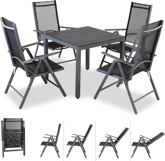 Casaria Garten-Sitzgruppe Bern 5-teilig in Anthrazit mit Aluminiumgestell und WPC-Tischplatte - Bild 1