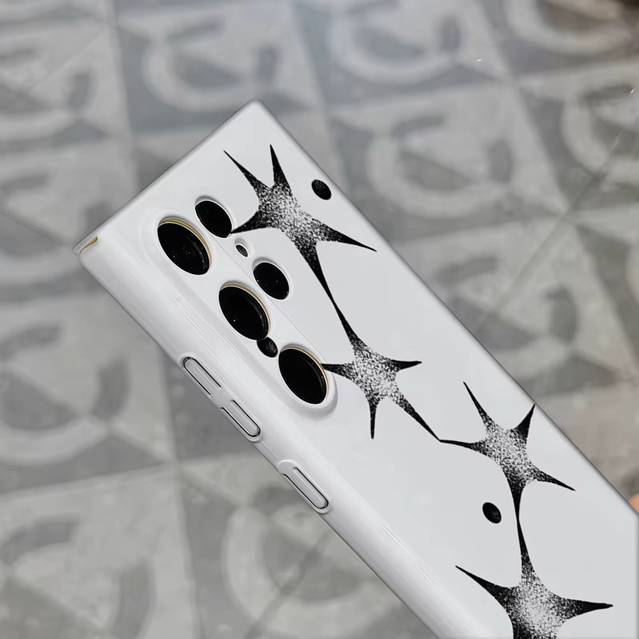 Stoßfeste Doppelschicht Handyhülle mit Schwarz-Weißem Grunge-Stern-Design für Samsung Galaxy S25 Ultra, S24 und S23 Ultra Plus - Bild 4