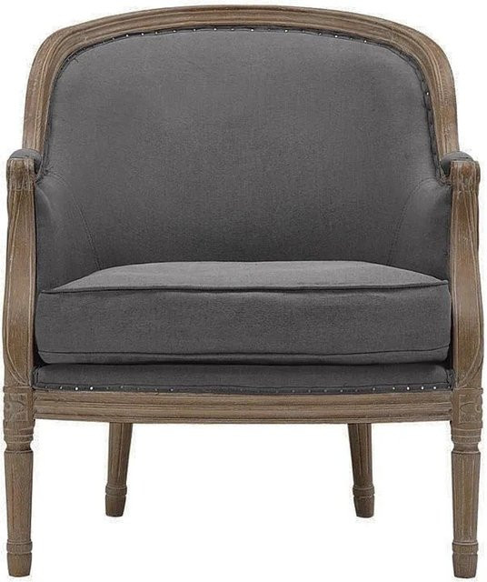 Vente-unique Sessel Alienor mit gerader Rückenlehne in Grau aus Leinen, Höhe: 72 cm, Breite: 78 cm, Tiefe: 89,5 cm - Bild 1