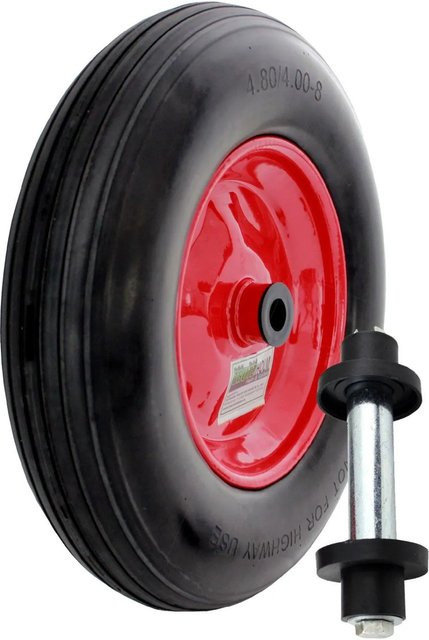 TRUTZHOLM Schubkarrenrad aus Vollgummi mit Stahlfelge und Achse, Farbe: Rot/Schwarz - Bild 1