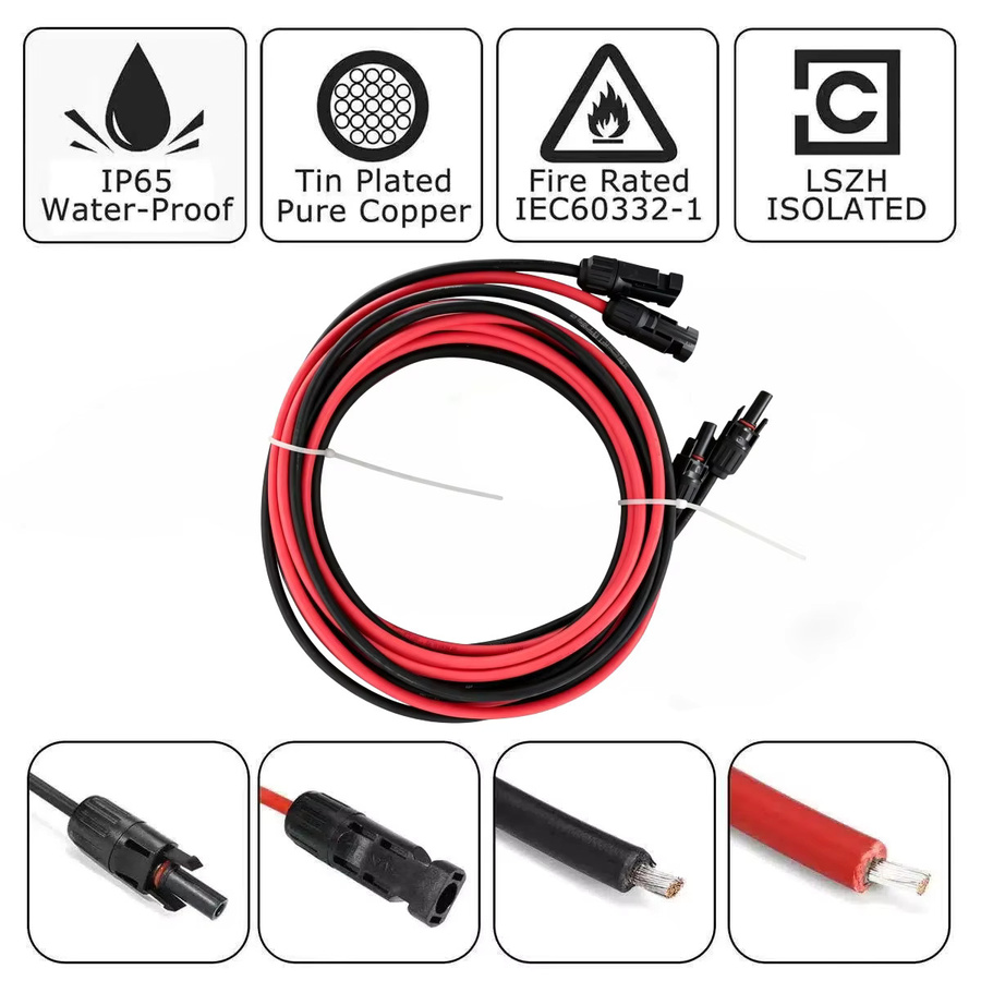JINGYANGPV Solarkabel Verlängerungskabel mit Solarsteckern für Photovoltaik-Systeme, 6 mm² / 10 AWG, wasserdichte Steckverbinder zur Verbindung von Solarmodulen - Bild 3