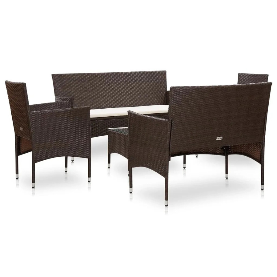 vidaXL 5-tlg Garten-Lounge-Set aus Poly Rattan in Braun mit Auflagen und Polsterkissen für Garten, Balkon oder Terrasse - Bild 2