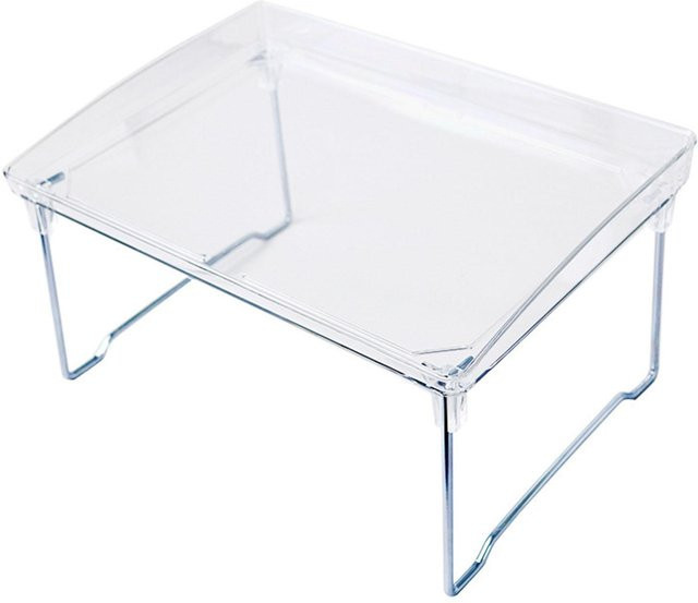 Wosawe Aufbewahrungsregal für Schreibtisch, Küche und Bad, stapelbar und faltbar, transparent/weiß - Bild 1