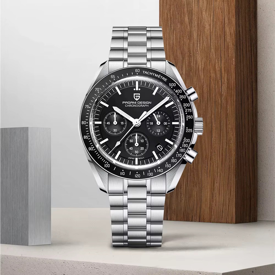 PAGANI DESIGN Chronograph, Quarz, Edelstahl, Schwarz, Herren - Bild 2