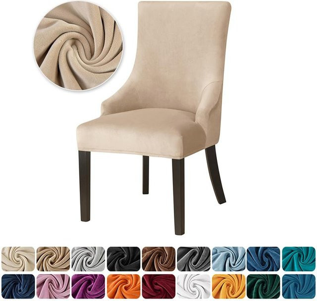 Nordischer Stretch-Sesselbezug für Hochlehner Sessel in Beige - Bild 1