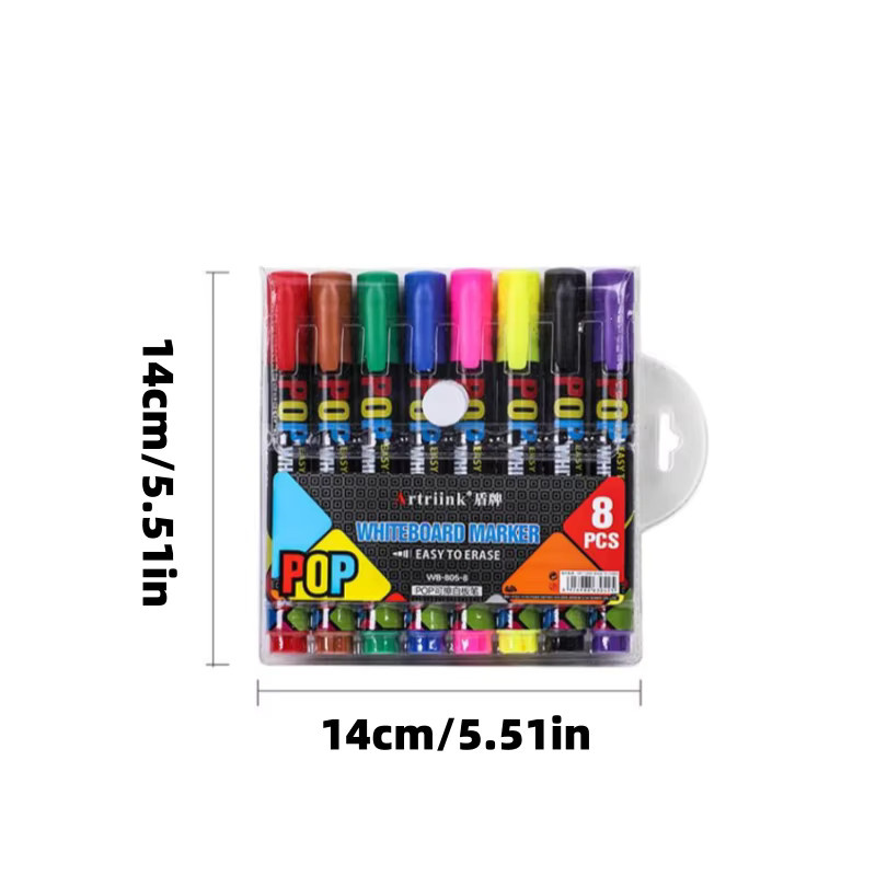 Set mit 8 nachfüllbaren Whiteboard-Markern in 8 Farben, abwaschbare Whiteboard-Stifte mit Bullet-Spitze für Profis - Bild 3