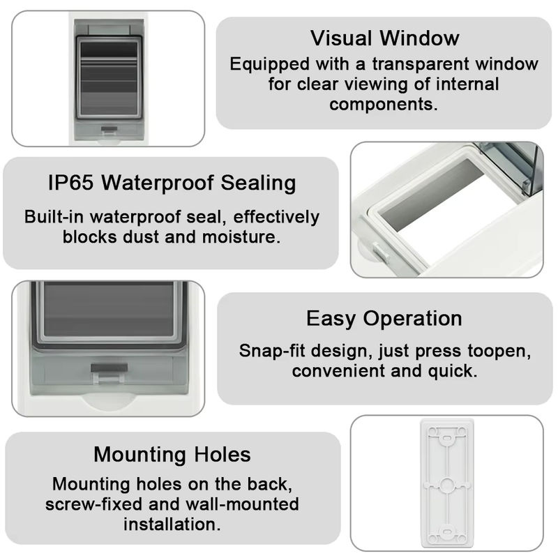 EARU HT-2 Wasserdichter Verteilerkasten IP65 mit 2-Wege-Installation aus weißem PC-ABS-Kunststoff für Outdoor-Elektro-MCB und Solar-Anschlüsse - Bild 6