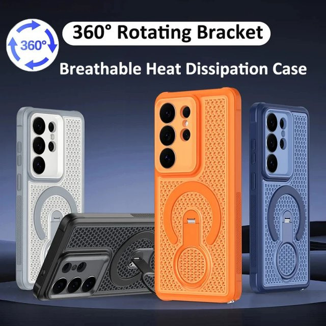 Magnetische Handyhülle für Samsung Galaxy S26 S25 S24 S23 FE Plus Ultra mit 360 Grad drehbarer Halterung, stoßfest und atmungsaktiv, Farbe: Blau - Bild 1