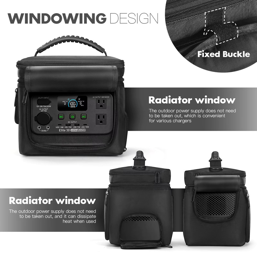 Tragbare Aufbewahrungstasche für BLUETTI Elite 30 V2 Power Station in Schwarz mit Griffen und abnehmbaren Riemen - Bild 4