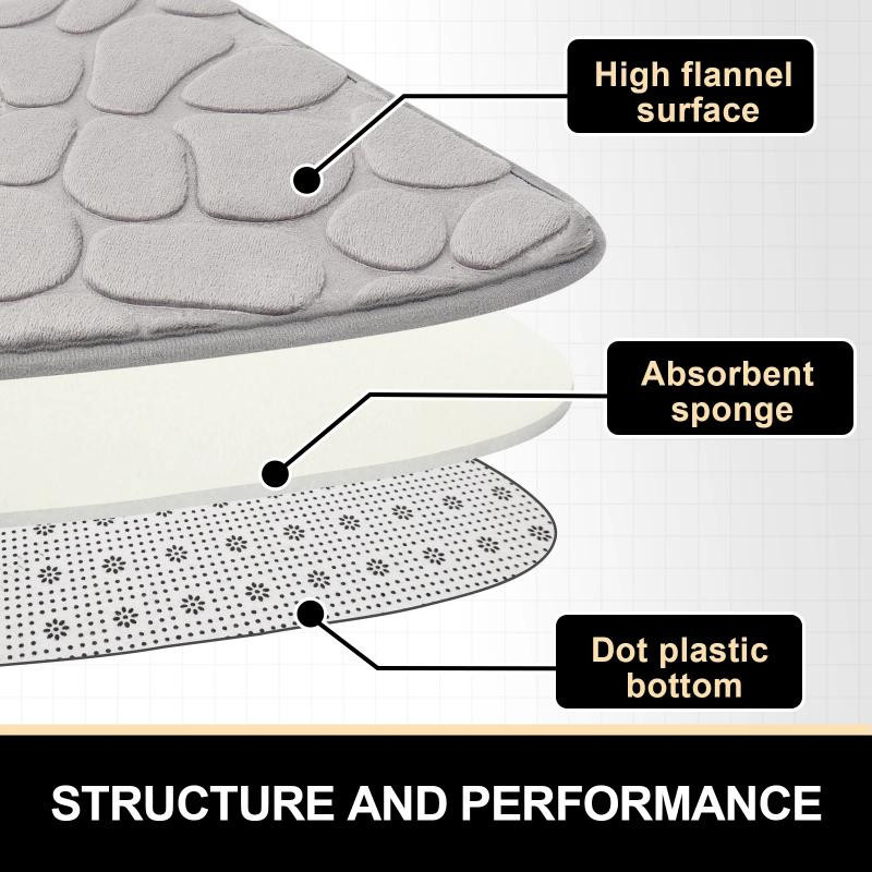 A Life Houseware Badezimmermatte Set aus 2 Stück in Kaffeebraun mit Kieselprägung und gebogener Form, rutschfest und saugfähig, Breite: 40 cm, Tiefe: 100 cm - Bild 4