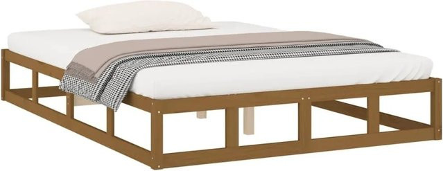 vidaXL Massivholzbett aus Kiefernholz in Honigbraun, Modernes Bettgestell B: 140–160 cm x L: 200 cm - Bild 1
