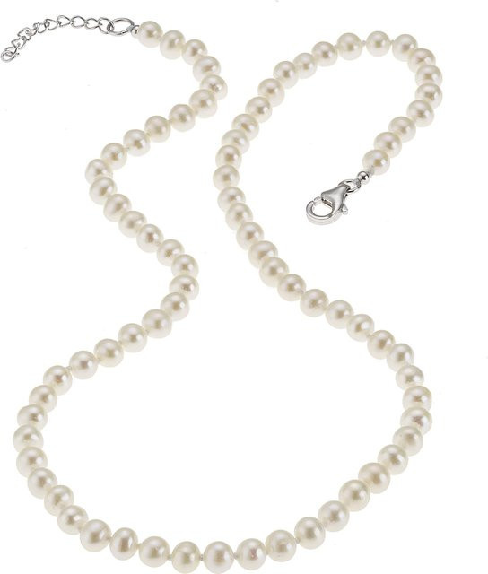 Zeeme Pearls Collier 925 Silber rhodiniert, Süßwasserzuchtperlen, weiß, Damen - Bild 1