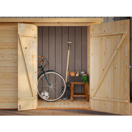 Palmako Gerätehaus Leif aus Fichtenholz mit Pultdach und Fußboden, Dunkelgrau, B/T/H: 234 x 95 x 189 cm - Bild 2
