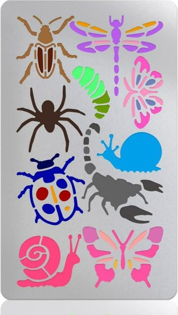 Edelstahl Schablone Insekten Element Retro Metall Vorlage für Journaling und DIY Scrapbooking in Silber - Bild 1