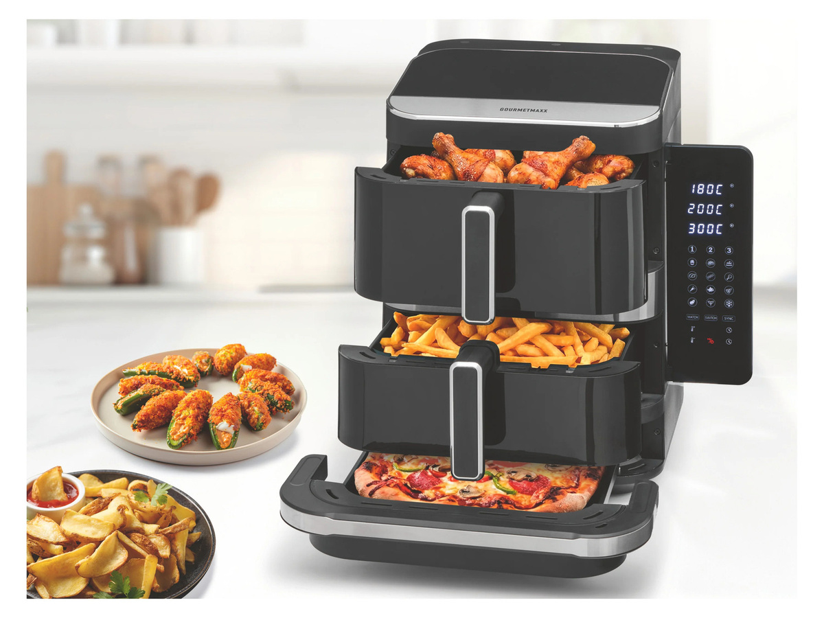 GOURMETMAXX Heißluftfritteuse ZHAF-1688A mit Dual Zone, 2800 Watt, Digital Display, Schwarz - Bild 1