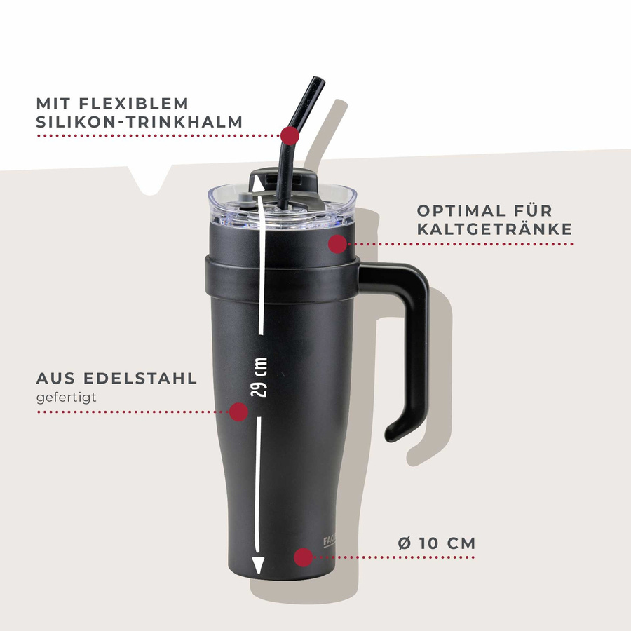 Fackelmann Thermotrinkbecher Schwarz Transparent 1,2 l - Bild 3