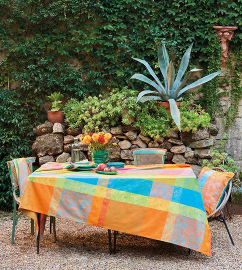 Tischdecke Buntes Blütenmeer von Garnier-Thiebaut, Baumwolle, Jacquard, Mehrfarbig, B: 250 cm, T: 180 cm - Bild 1