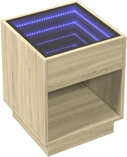 vidaXL Nachttisch mit Infinity-LED in Sonoma-Eiche, B/T/H: 40 x 40 x 50 cm - Bild 1