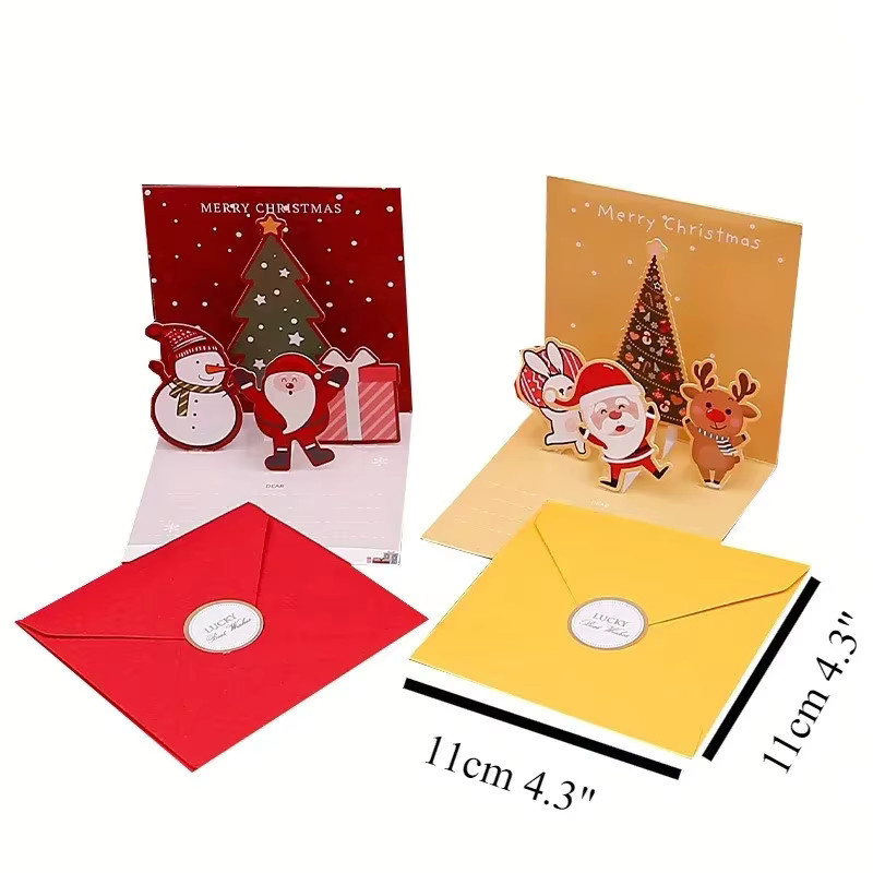 Weihnachtskarten-Set mit 6 faltbaren 3D-Grußkarten im Weihnachtsmann-Design, mehrfarbig - Bild 3