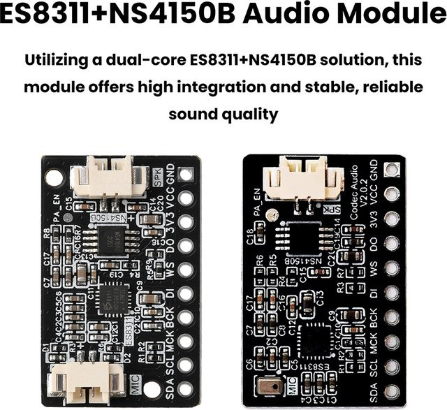 Gaqqee ES8311+NS4150B Digitales Audio-Verstärkerboard mit Mikrofon-Audiomodul in Schwarz, kompatibel mit ESP32-C3/S3 und anderen Entwicklungsboards - Bild 1