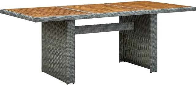 vidaXL Gartentisch aus Poly Rattan und Akazie Massivholz in Hellgrau und Braun, rechteckig für den Außenbereich, B: 200 cm, H: 74 cm, T: 100 cm - Bild 1