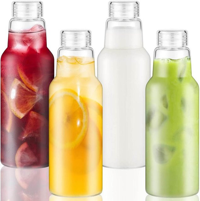 EliteHMX Glasflaschen mit Deckel für Saft, Smoothies und Getränke, transparent, 1 Liter - Bild 1
