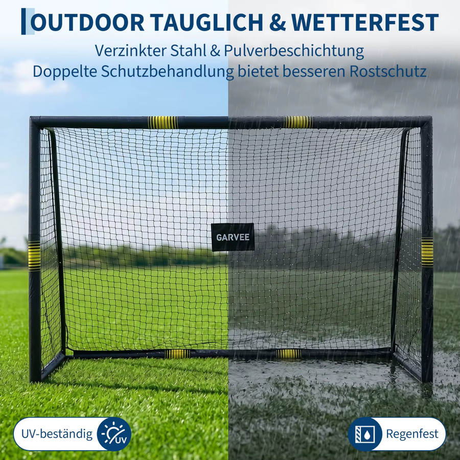 HiMISS Tragbares Fußballtor für den Garten in Schwarz mit robustem Stahlrahmen und Bodenbefestigungen - Bild 5