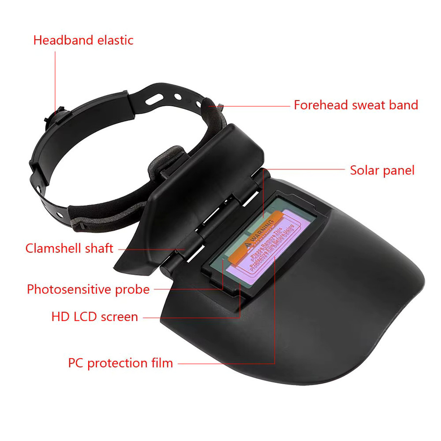 Automatische Schweißmaske mit Verdunkelungsfunktion und Solarenergie, Schweißhelm für Lichtbogen- und Lötarbeiten, Farbe: Schwarz - Bild 3