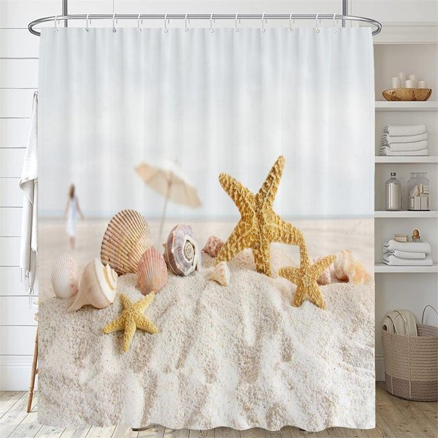 Wasserfester Duschvorhang mit 3D Strand Landschaft Design von Baifenbai Home Furnishing, Mehrfarbig, B/H: 180 x 240 cm - Bild 1