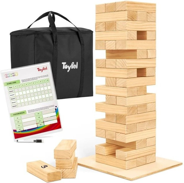 Toyfel Riski Wackelturm Stapelspiel aus Kiefernholz 54-teiliges Set - Bild 1