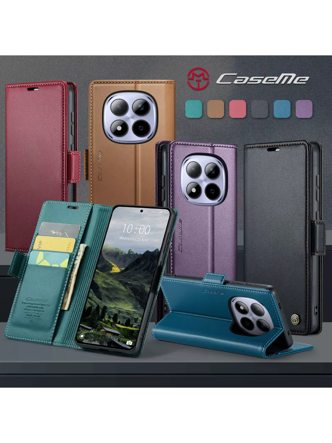 CaseMe Magnetische PU-Lederhülle mit Kartenhalter für Xiaomi Redmi Note 15 Pro 4G 5G und Redmi Note 15 Pro Plus in Lila - Bild 6