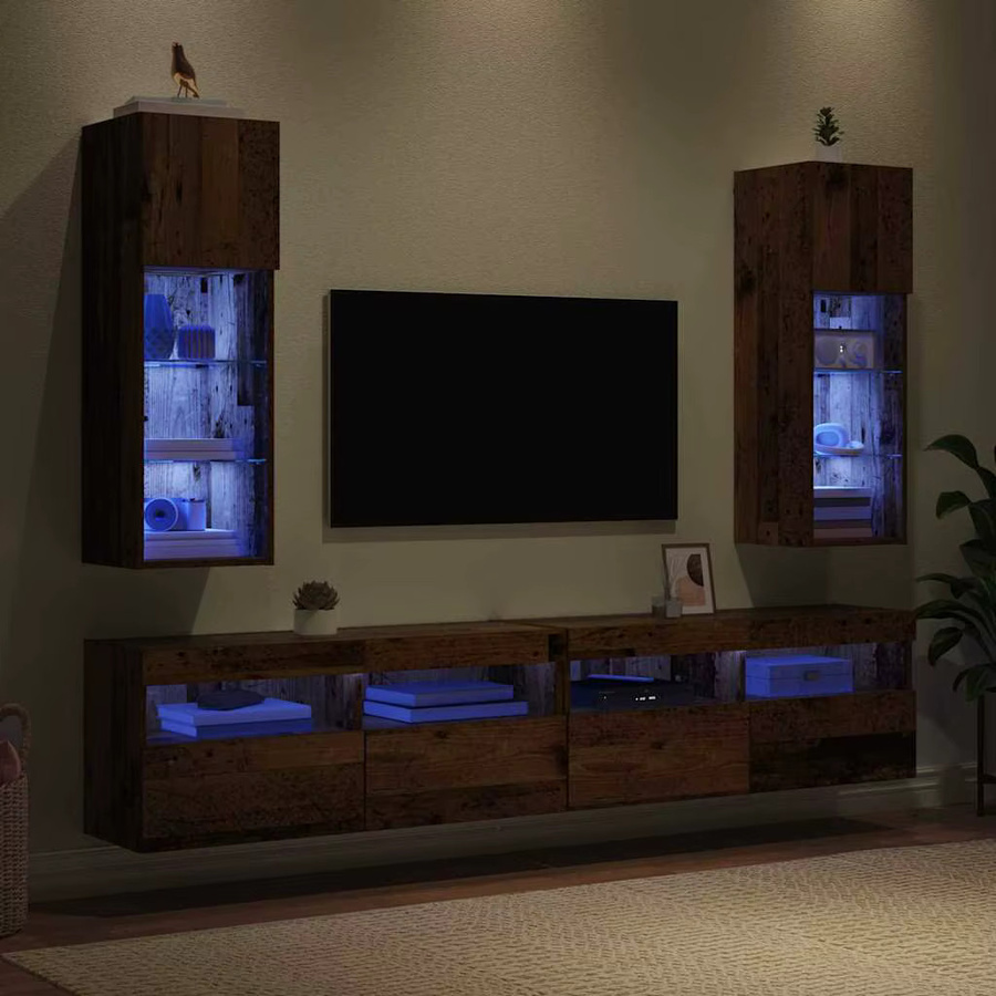 VIDAXL Wandmontierte TV-Einheiten im 2er-Set aus Holz in Antik-Optik, Braun, B/T/H: 30,5 x 30 x 90 cm - Bild 4